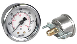 WIKA U-Clamp Panel Mt Pressure Gauge 2", 3000 PSI/Bar