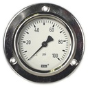 WIKA Front Flg Panel Mt Gauge 2.5", 100 PSI, Liq Filled