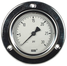 WIKA Front Flg Panel Mt Gauge 2.5", 30 PSI, Liq Filled