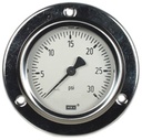 WIKA Front Flg Panel Mt Gauge 2.5", 30 PSI, Liq Filled