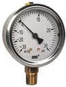 213.53 Series Industrial Brass Liquid Filled Pressure Gauge, 2.5" Dial, -30 inHg to 30 PSI, 1/4" NPT Lower Mount