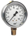 213.53 Series Industrial Brass Liquid Filled Pressure Gauge, 2.5" Dial, 0 to 160 PSI, 1/4" NPT Lower Mount