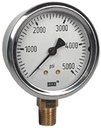 213.53 Series Industrial Brass Liquid Filled Pressure Gauge, 0 to 5000 psi