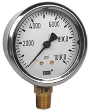 213.53 Series Industrial Brass Liquid Filled Pressure Gauge, 0 to 10000 psi