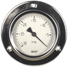 WIKA Front Flg Panel Mt Vacuum Gauge 2.5", 30" Hg, LF