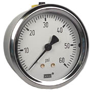 213.53 Series Industrial Brass Liquid Filled Pressure Gauge, 0 to 60 psi