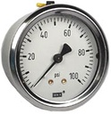 213.53 Series Industrial Brass Liquid Filled 2.5" Pressure Gauge, 0 to 100 PSI, 1/4" NPT Center Back Mount Brass Connection