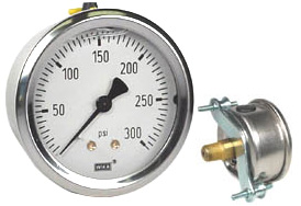 213.53 Series Industrial Brass Liquid Filled Pressure Gauge, 0 to 300 PSI