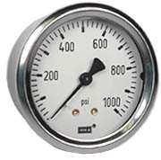 213.53 Series Industrial Brass Liquid Filled Pressure Gauge, 0 to 1000 psi