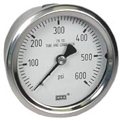 232.53 Series Stainless Steel Dry Pressure Gauge, 2.5" Dial, 0 to 600 PSI, 1/4" NPT Center Back Mount