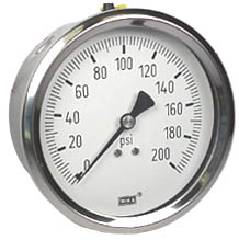 WIKA Stainless Steel Pressure Gauge 4", 200 PSI, Liquid Filled