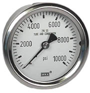 WIKA Stainless Pressure Gauge 2.5", 10,000 PSI, Liquid Filled