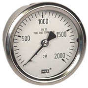 WIKA Stainless Pressure Gauge 2.5", 2000 PSI, Liquid Filled