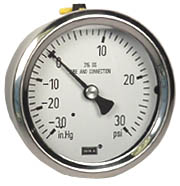 WIKA Stainless Steel Gauge 2.5", 30"Hg-0-30 PSI , LF