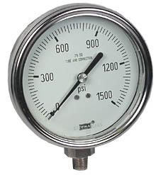 233.54 Series Stainless Steel Dry Pressure Gauge, 0 to 1500 psi