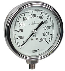 233.54 Series Stainless Steel Dry Pressure Gauge, 0 to 2000 psi