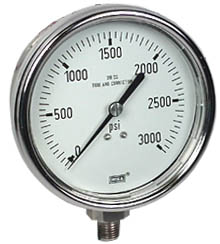 233.54 Series Stainless Steel Dry Pressure Gauge, 0 to 3000 psi