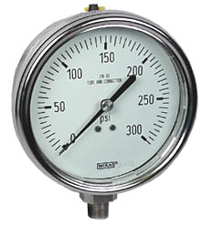 WIKA Stainless Steel Pressure Gauge 4", 300 PSI, Liquid Filled