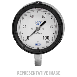 233.34 Series Stainless Steel Liquid Filled Process Gauge, 0 to 60 PSI, 1/2" NPT Lower Mount