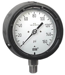 233.34 Series Stainless Steel Liquid Filled Process Gauge, 0 to 160 PSI, 1/2" NPT Lower Mount