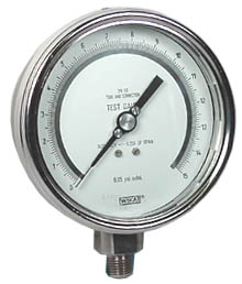 332.54 Series Dry Precision Test Pressure Gauge, 4" Dial, 0 to 15 psi, 1/4 NPT SS Lower Mount