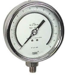 332.54 Series Dry Precision Test Pressure Gauge, 4" Dial, 0 to 30 psi, 1/4 NPT SS Lower Mount