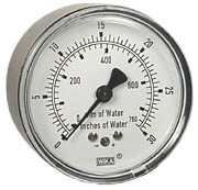 611.10 Series Brass Dry Capsule Pressure Gauge, 0 to 30 inwc