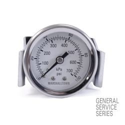 Marsh General Service Panel Mount Gauge 1.5", 160 PSI/KPa