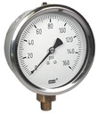 212.53 Series Industrial Brass Dry Pressure Gauge, 4" Dial, 0 to 160 PSI, 1/4" NPT Lower Mount