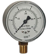 611.10 Series Brass Dry Capsule Pressure Gauge, 0 to 15 inwc