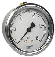 212.53 Series Industrial Brass Dry Pressure Gauge, 0 to 15 psi