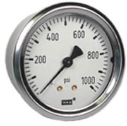 212.53 Series Industrial Brass Dry Pressure Gauge, 0 to 1000 psi