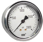 212.53 Series Industrial Brass Dry Pressure Gauge, 0 to 2000 psi