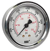 212.53 Series 1/4" Industrial Brass Dry Pressure Gauge, 0 to 7500 psi, 2nd Scale bar, 1/4 NPT BM, O2 Cleaned