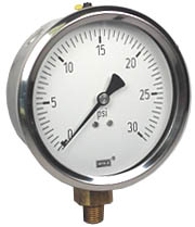 212.53 Series Industrial Brass Dry Pressure Gauge, 0 to 30 psi