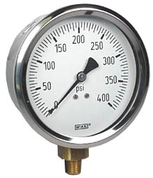 212.53 Series Industrial Brass Dry Pressure Gauge, 0 to 400 psi