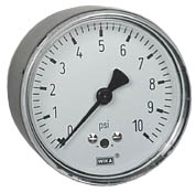 611.10 Series Dry Capsule Pressure Gauge, 2.5" Dial, 0 to 10 psi, 1/4 NPT Brass Center Back Mount