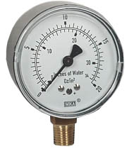 611.10 Series Brass Dry Capsule Pressure Gauge, 0 to 20 Ozin2