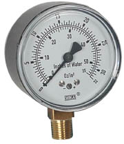 611.10 Series Brass Dry Capsule Pressure Gauge, 2 to 32 Ozin2
