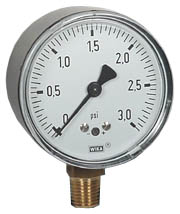 611.10 Series Brass Dry Capsule Pressure Gauge, 0 to 3 psi