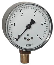 611.10 Series Brass Dry Capsule Pressure Gauge, 0 to 5 psi