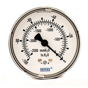 611.10 Series Brass Dry Capsule Pressure Gauge, -100 to 0 inwc