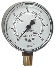 611.10 Series Brass Dry Capsule Pressure Gauge, 0 to 60 inwc
