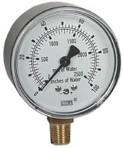 611.10 Series Brass Dry Capsule Pressure Gauge, 0 to 100 inwc