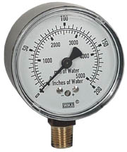 611.10 Series Brass Dry Capsule Pressure Gauge, 0 to 200 inwc