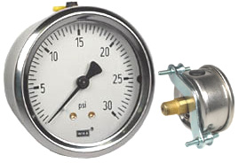 WIKA U-Clamp Panel Mount Pressure Gauge 2.5", 30 PSI