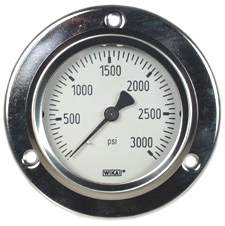 WIKA Front Flange Panel Mount Gauge 2.5", 3000 PSI