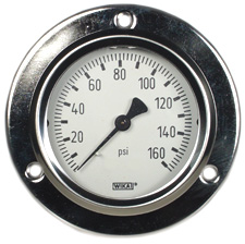 WIKA Front Flange Panel Mount Gauge 2.5", 160 PSI