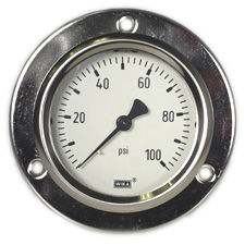 WIKA Front Flange Panel Mt Stainless Gauge 2.5", 100 PSI