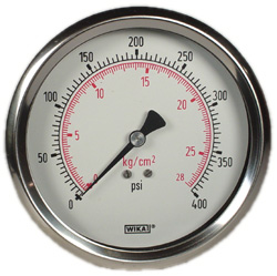 232.53 Series Ready to Fill Pressure Gauge, 4" Dial, 0 to 400 psi (kg/cm2), 1/4 NPT SS Lower Back Mount